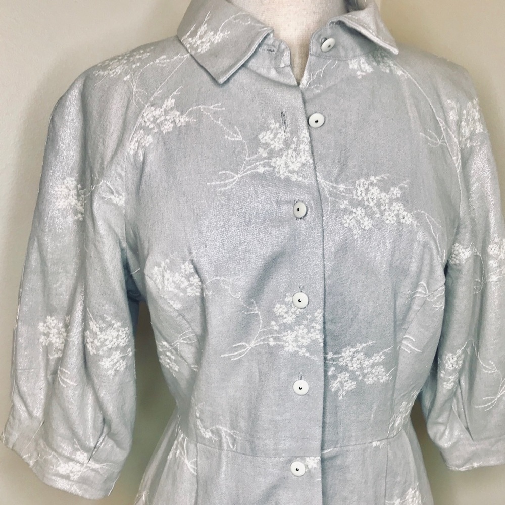 Ellen Tracy Embroidered Linen Dress